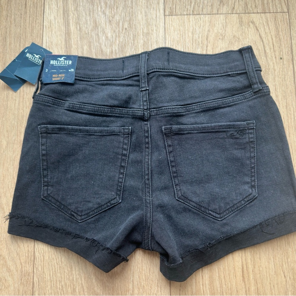 NWT Hollister Women's Mid-Rise Size 3 Black Denim Shorts, Summer Shorts - Picture 5 of 7